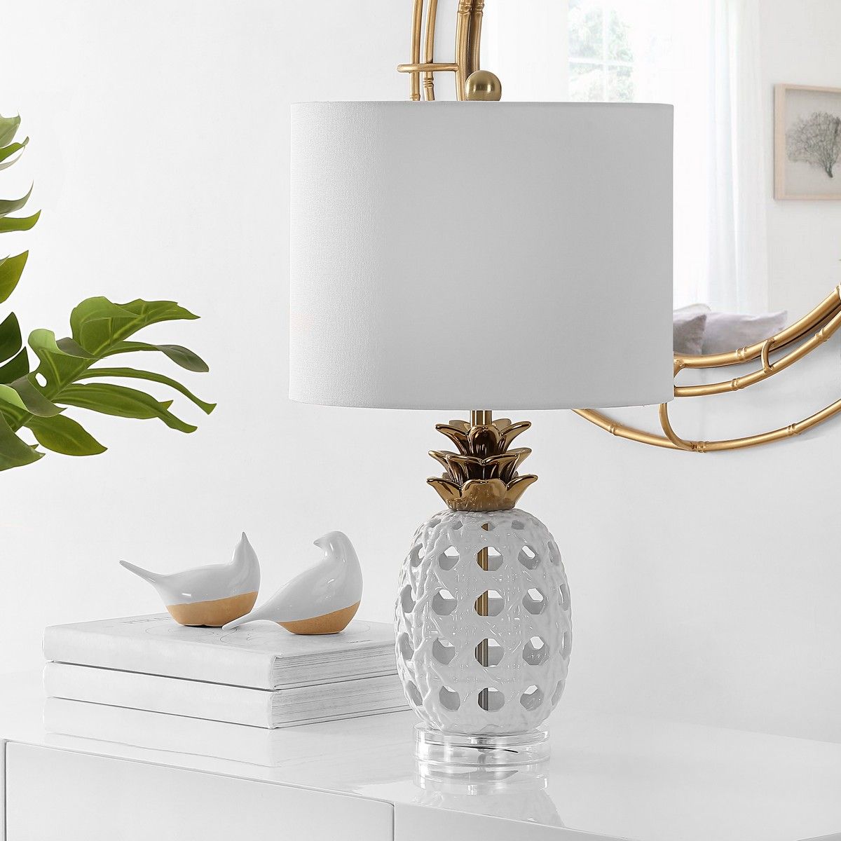  Safavieh Sonny Ceramic Table Lamp - White - Bonton