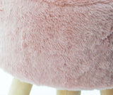 Round Pink Faux Fur Ottoman