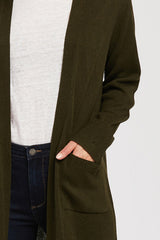 Long Sleeve Long Knit Duster Front Pockets