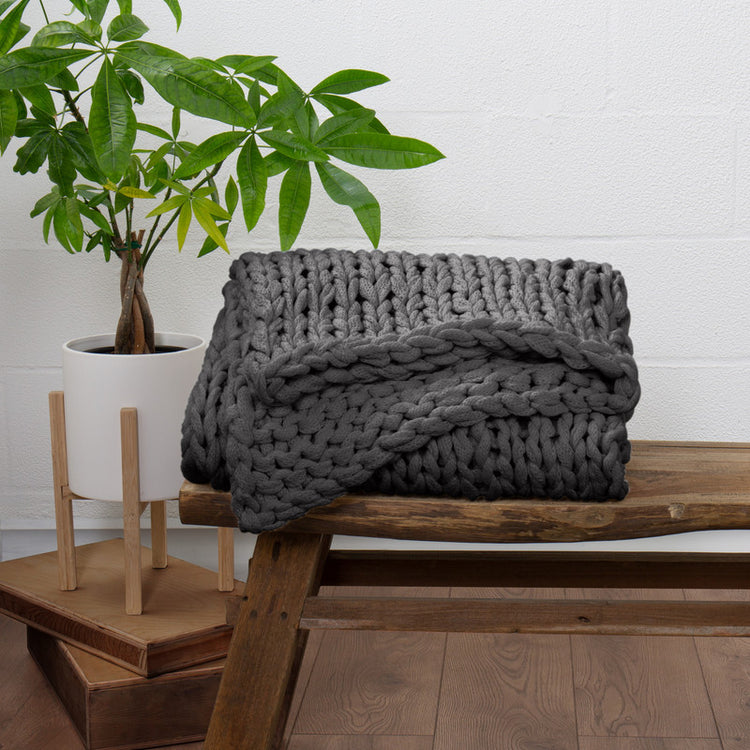 Chunky Hand Knit Throw Blanket