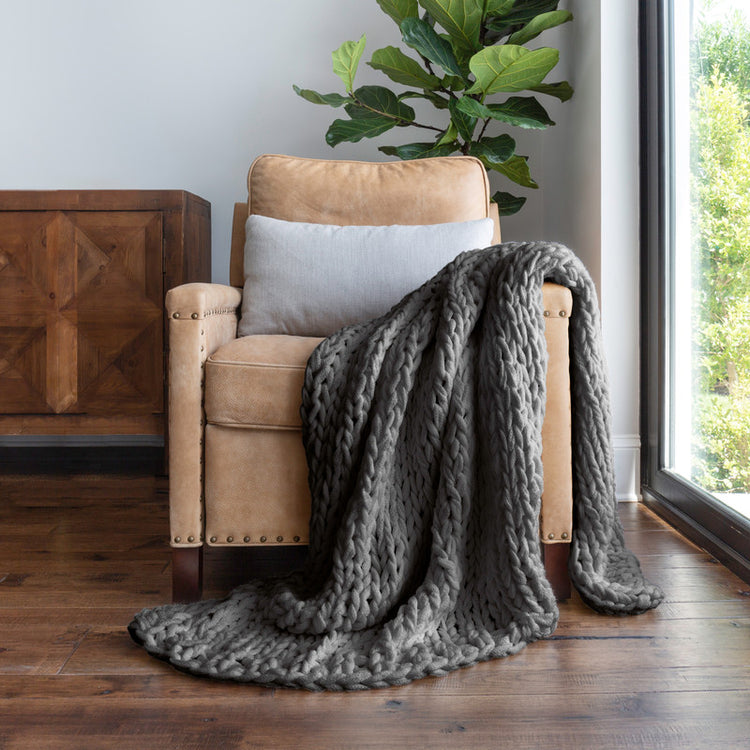 Chunky Hand Knit Throw Blanket
