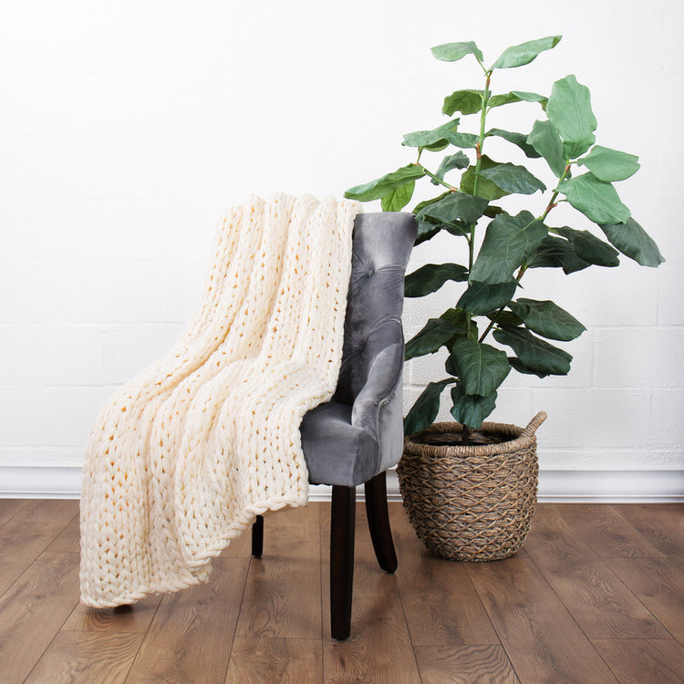 Chunky Hand Knit Throw Blanket