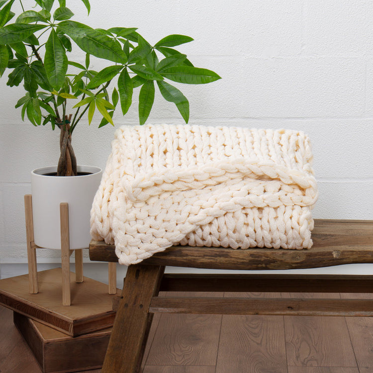 Chunky Hand Knit Throw Blanket