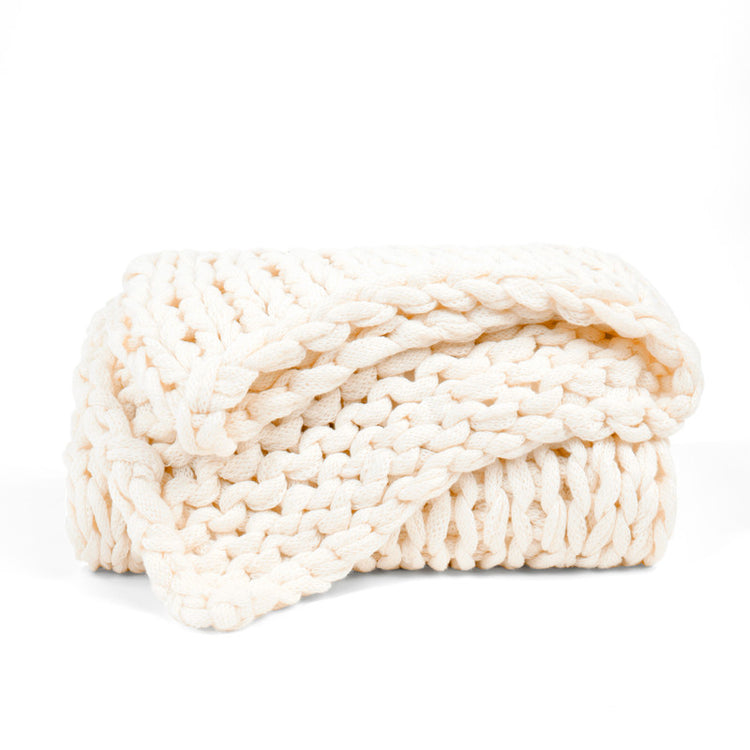 Chunky Hand Knit Throw Blanket