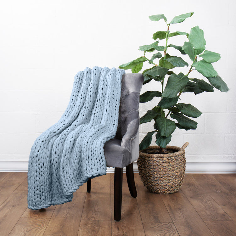 Chunky Hand Knit Throw Blanket