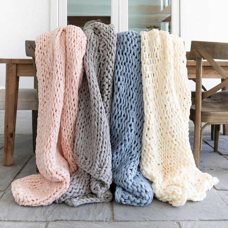 Chunky Hand Knit Throw Blanket
