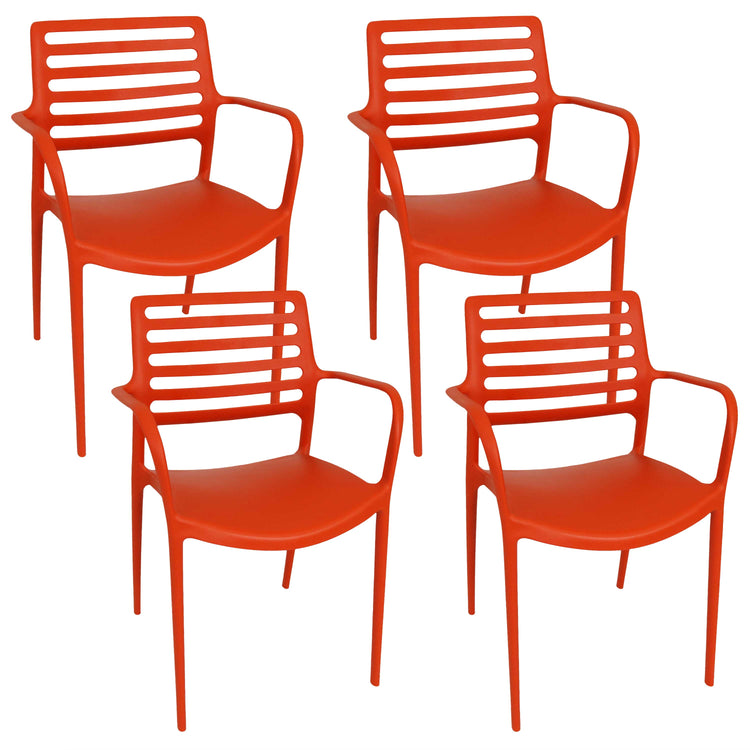 Plastic All-Weather Commercial-Grade Astana Indoor/Patio Dining Arm Chair, Orange