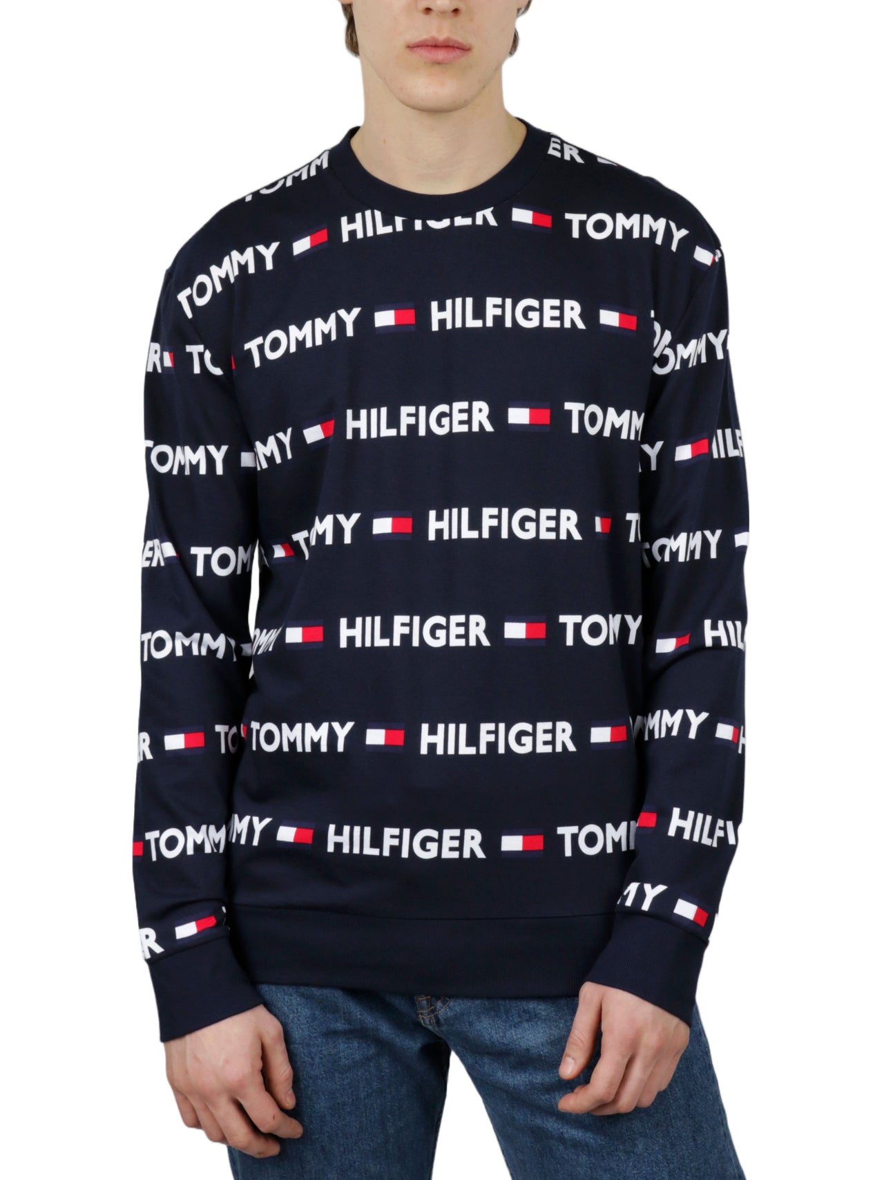  Tommy Hilfiger Printed Long Sleeves Crewneck - White - Bonton