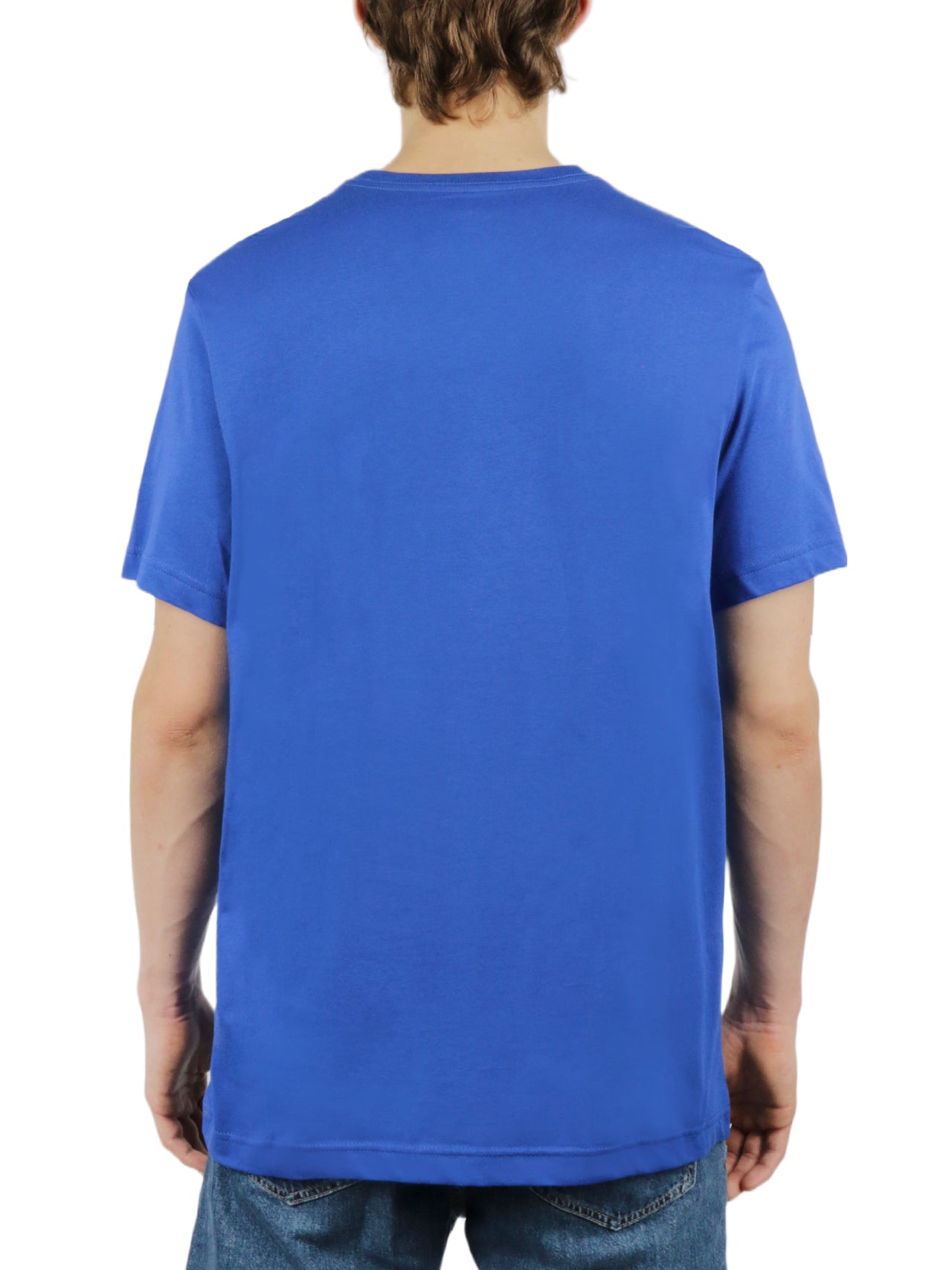  Short Sleeves Cotton Graphic Crew Neck - Cobalt - Bonton