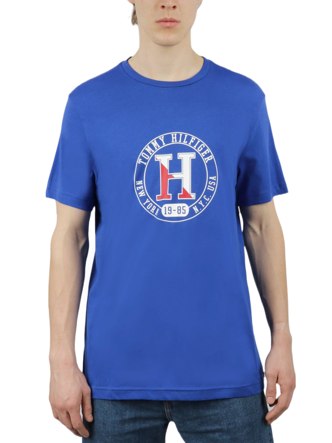  Tommy Hilfiger Short Sleeves Cotton Graphic Crew Neck - Cobalt - Bonton