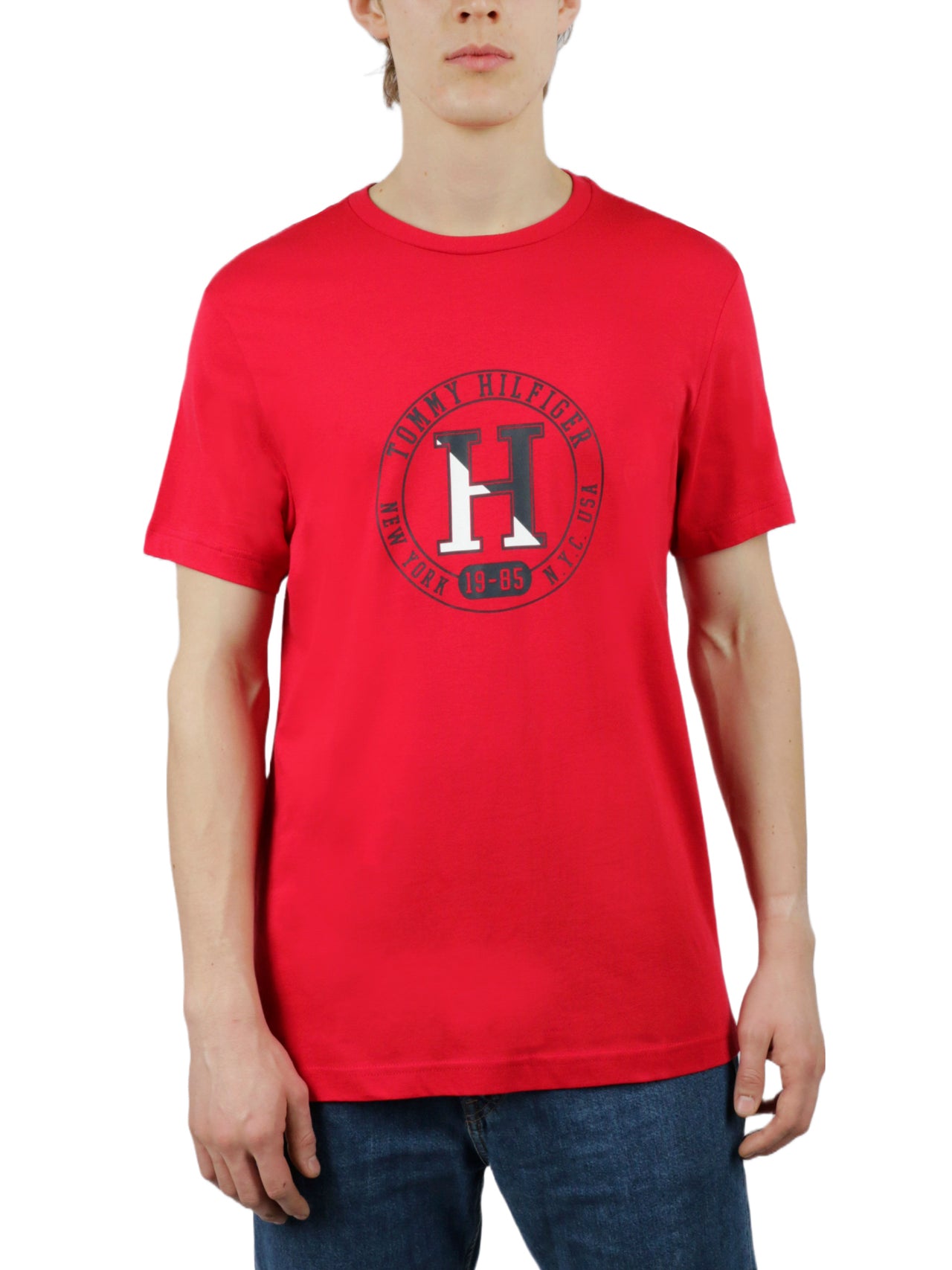  Tommy Hilfiger Short Sleeves Cotton Graphic Crew Neck - Grey Heather - Bonton