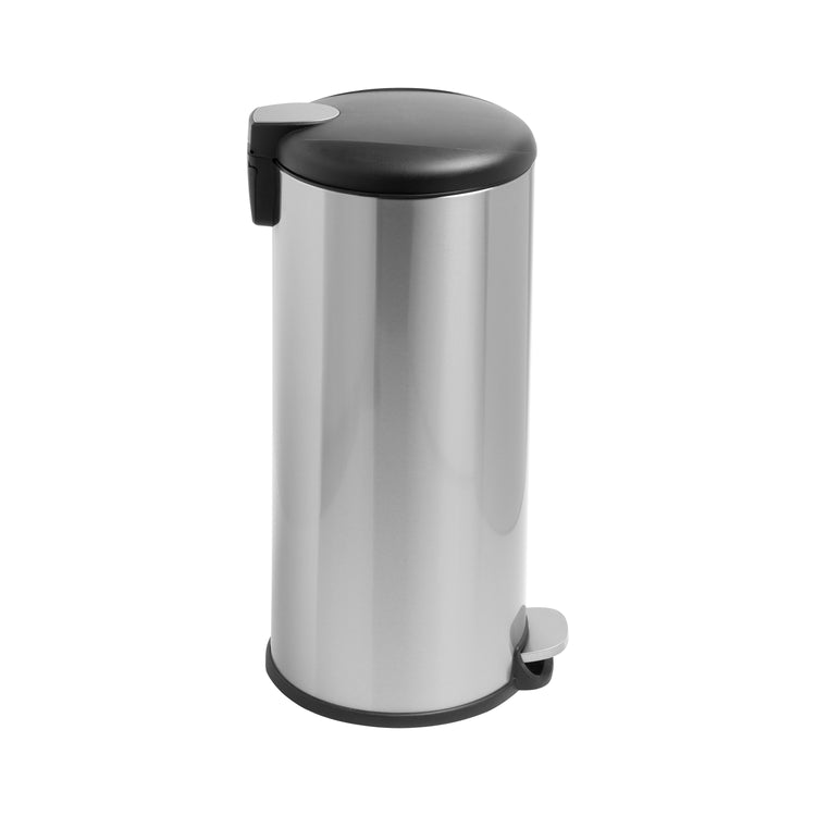 Soft-Close Round Stainless Steel Trash Can
