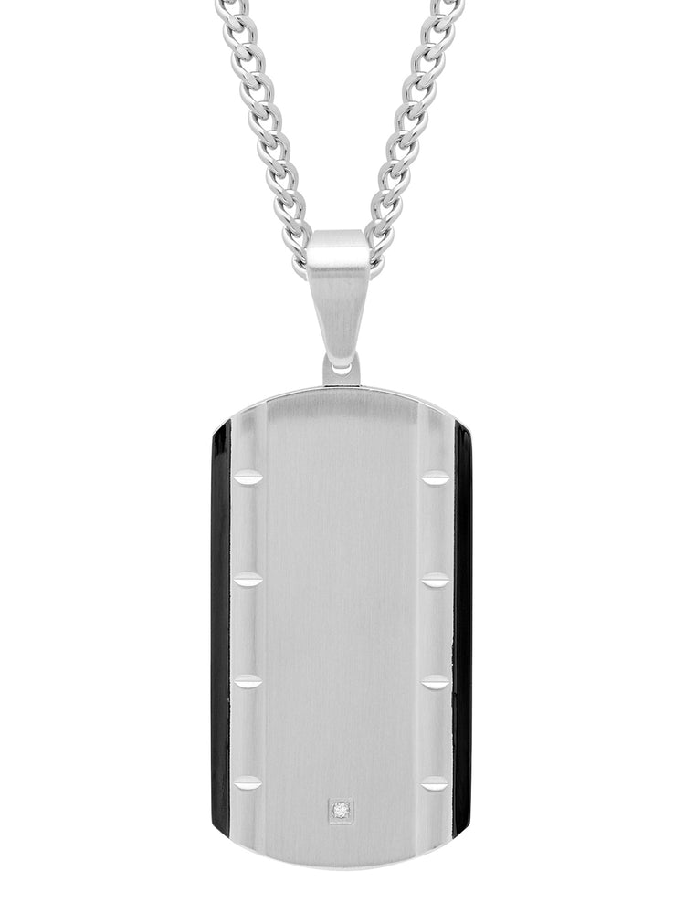 .01Ct Stainless Steel With Black Ip Bamboo Edge Pendant