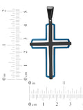 Stainless Steel With Black And Blue Ip Cross Pendant