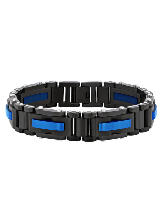 Black & Blue Ip Stainless Steel Bracelet