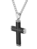 1/4Ctw Stainless Steel With Black Ip Cross Pendant