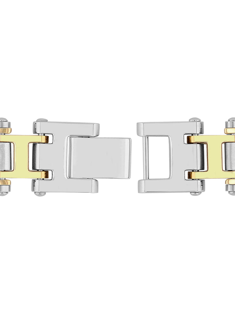 1/6Ctw Stainless Steel & Yellow Ip Brushed Center Link Bracelet