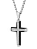 1/6Ctw Stainless Steel With Black Ip Cross Pendant