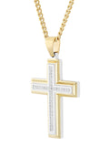 1/5Ctw Stainless Steel With Yellow Ip Cross Pendant