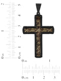 Stainless Steel With Black Ip & Camo Carbon Fiber Cross Pendant