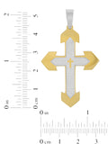 Stainless Steel Two Tone With Yellow Ip Lord'S Prayer Cross Pendant