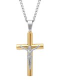 Stainless Steel Two Tone With Yellow Ip Crucifix Pendant