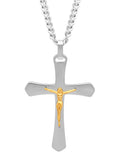 Stainless Steel Two Tone With Yellow Ip Crucifix Pendant