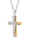 Stainless Steel Two Tone Cross With Prayer Prendant