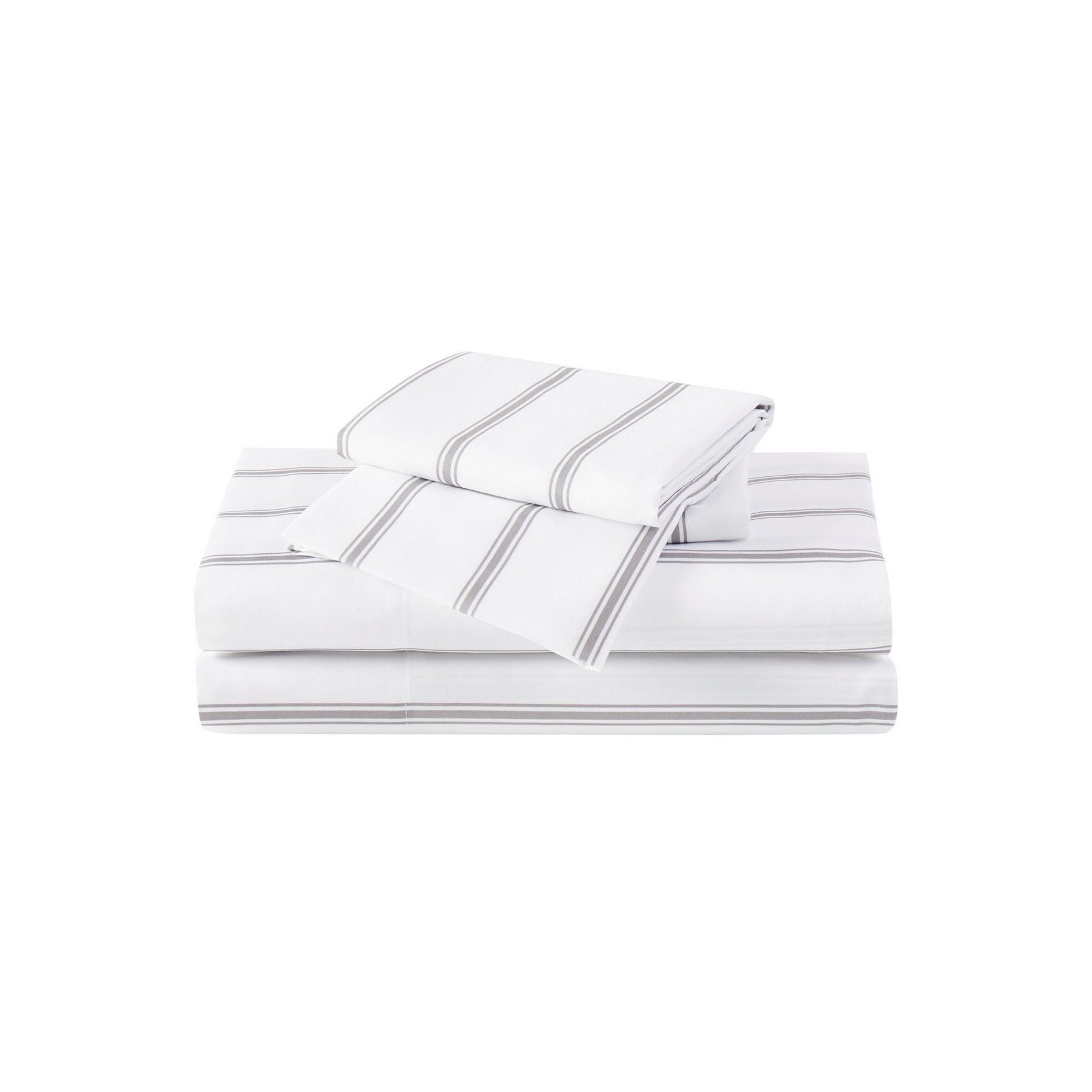  Ticking Stripe Sheet Set White/Grey - White and Grey - Bonton