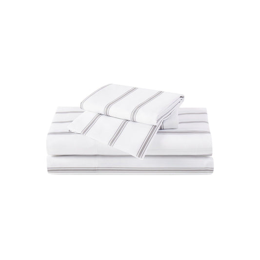 Ticking Stripe Sheet Set White/Grey