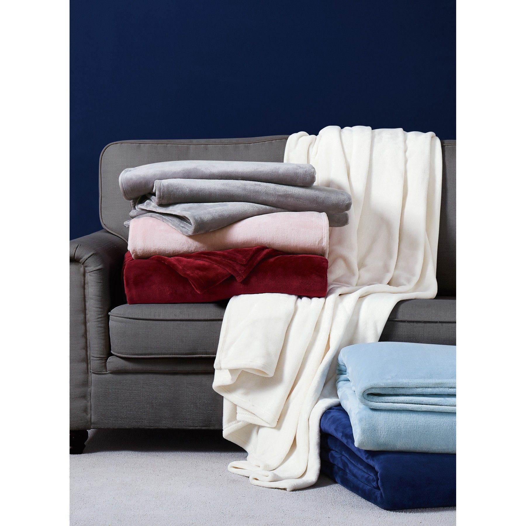  Truly Soft Velvet Plush Throw - Navy - Bonton