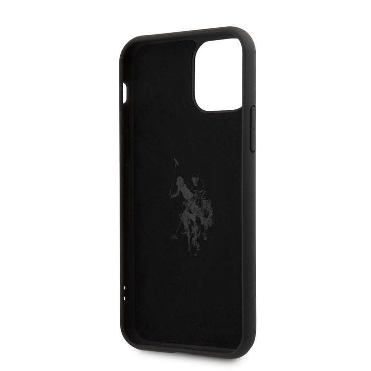 iPhone 11 Pro - Silicone Black Vertical Logo With Microfiber Interior - U.S. Polo Assn.