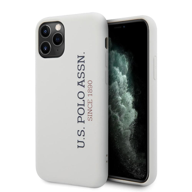 iPhone 11 Pro - Silicone White Vertical Logo With Microfiber Interior - U.S. Polo Assn.
