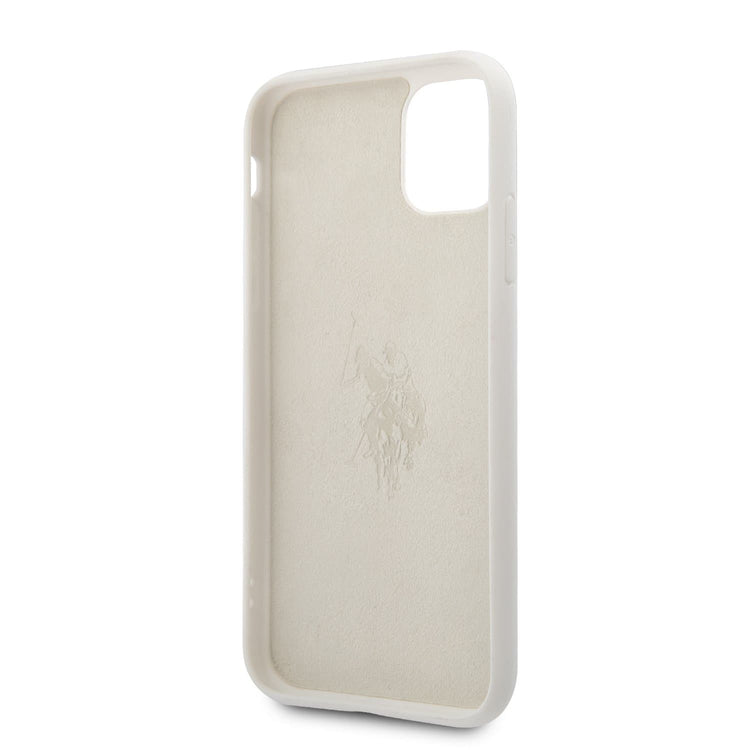 iPhone 11 - Silicone White Big Horse Logo Print And Microfiber Interior - U.S. Polo Assn.