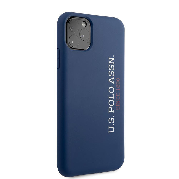 iPhone 11 Pro Max - Silicone Blue Vertical Logo With Microfiber Interior - U.S. Polo Assn.