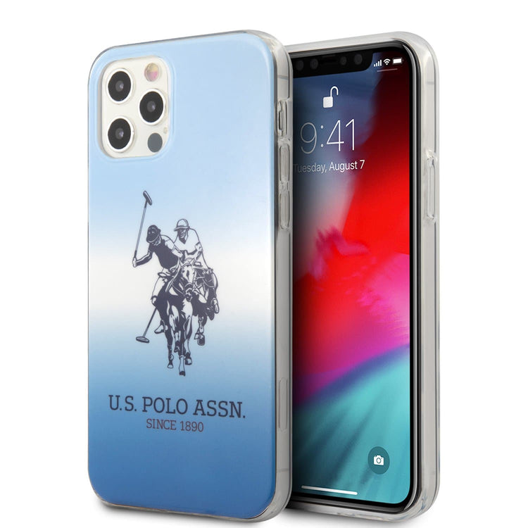 iPhone 12 Pro Max - Hard Case Blue Double Horse Logo Gradient Design - U.S. Polo Assn.