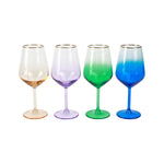 Rainbow Jewel Tone Assorted Wine Glasses Set of 4