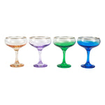 Rainbow Jewel Tone Assorted Coupe Champagne Glasses Set of 4