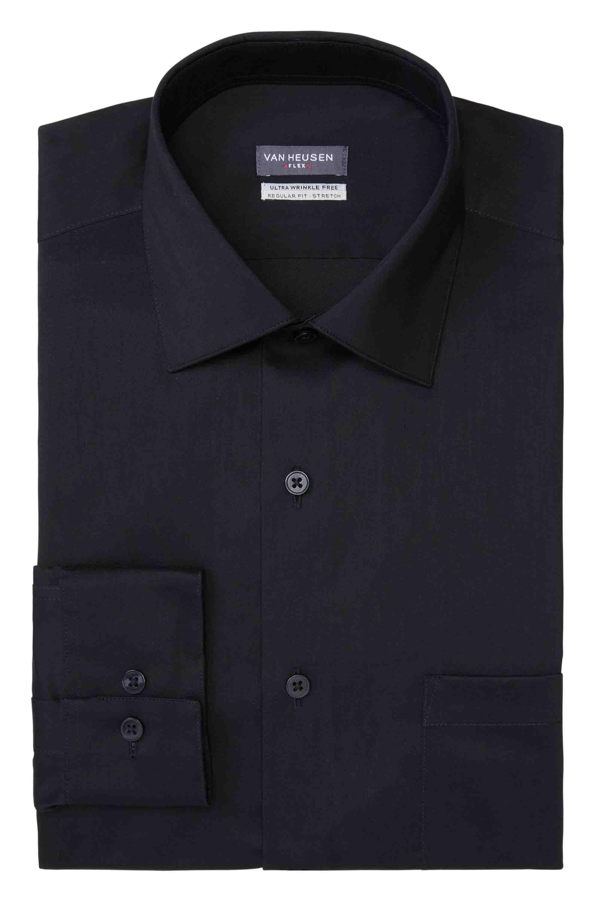 Van Heusen Van Heusen Regular Fit Ultra Wrinkle Free Stretch FLEX Solid - Black Bonton Van Heusen Van Heusen Regular Fit Ultra Wrinkle Free Stretch FLEX Solid - Black Bonton