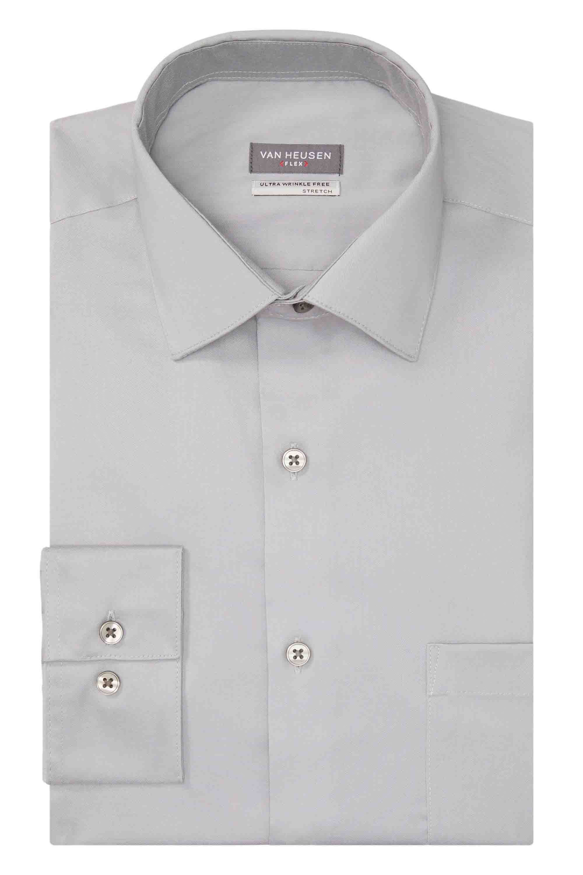 Van Heusen Van Heusen Regular Fit Ultra Wrinkle Free Stretch FLEX Solid - Grey Mist - Bonton