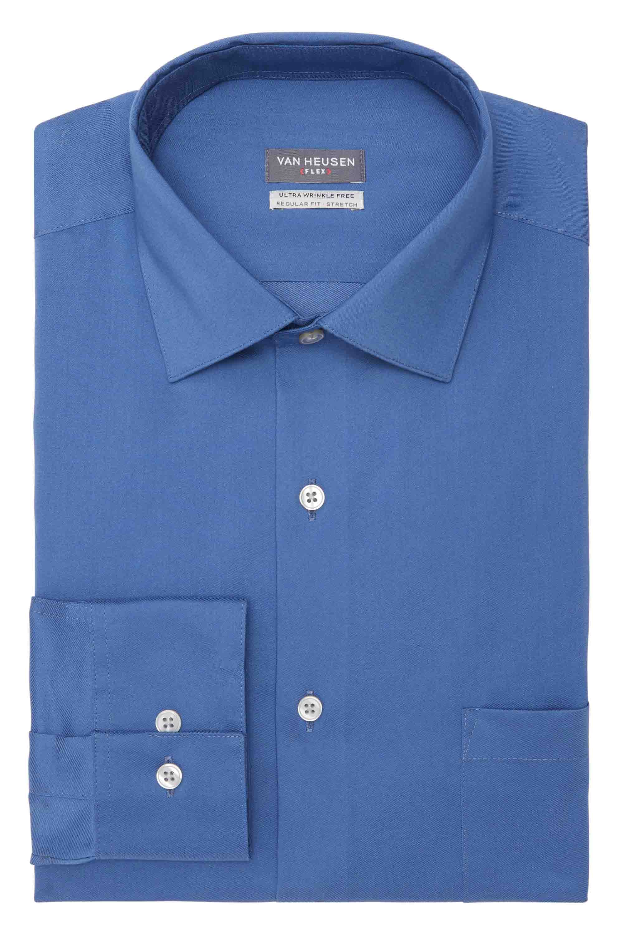  Van Heusen Regular Fit Ultra Wrinkle Free Stretch FLEX Solid - Blue Frost - Bonton