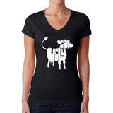 LA Pop Art Women's Word Art V-Neck T-Shirt - Holy Cow