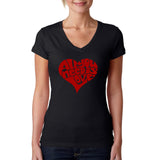 LA Pop Art Women's Word Art V-Neck T-Shirt - All You Need Is Love 2