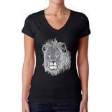 LA Pop Art Women's Word Art V-Neck T-Shirt - Lion 2