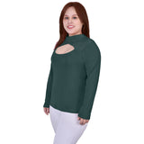 Plus Size Long Sleeve Studded Neck Top