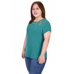 Plus Size Short Sleeve Stone Detailed Top