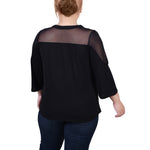3/4 Sleeve Top With Neckline Cutouts and Stones 3
