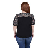 Plus Size Lace Sleeve Top