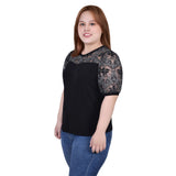 Plus Size Lace Sleeve Top