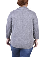 3/4 Sleeve Crossover Cowl Neck Top 3